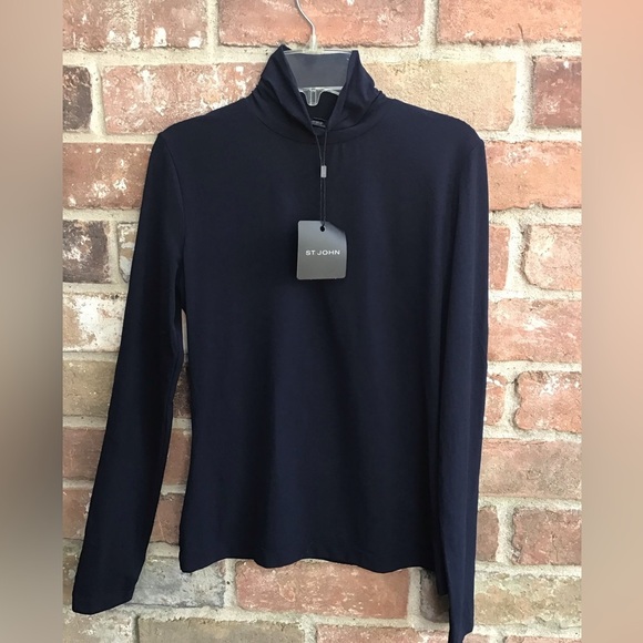 St. John Tops - NWT St. John navy mock turtleneck petite